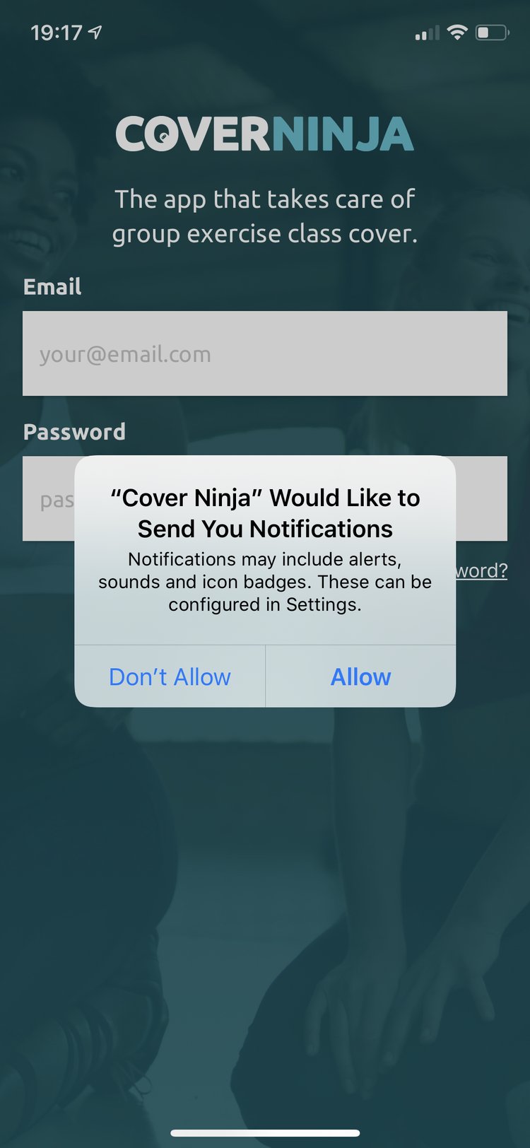 Cover Ninja asking permission to send notifications, with Don’t Allow and Allow buttons